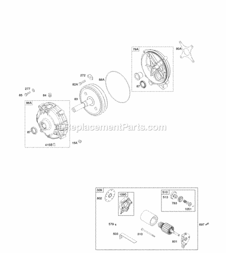 Electric Starter Gear Reduction Diagram and Parts List for 20S157-0110-F1  Briggs and Stratton Engine